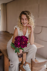 Bouquet artificiel Pivoine Aubergine 39 cm