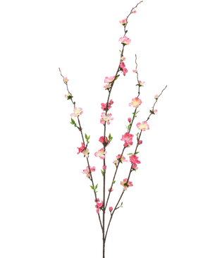 La Fleur Artificielle Blossom 93 cm fuchsia/rose a trois branches fines avec de petites feuilles vertes et des grappes de fleurs fuchsia et roses, isolées sur un fond blanc.