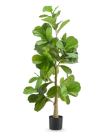 Le plant de tabac artificiel 150 cm est une grande plante artificielle avec de larges feuilles vertes brillantes et une tige fine, présentée dans un simple pot noir sur un fond blanc uni.