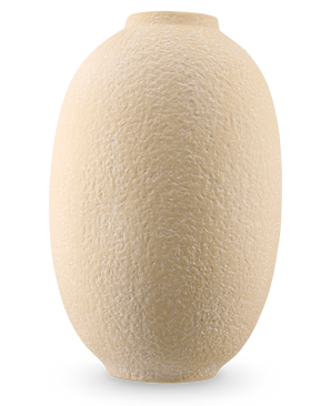 Vase Blush Meadow 42 cm de couleur blanc cassé, de forme ovale et à surface rugueuse et structurée, représenté sur un fond blanc uni.