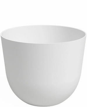 Le Jardinière Havanna Ø20 cm x H17 cm est un pot de fleur rond uni, blanc avec des côtés lisses légèrement effilés et une large ouverture, représenté sur un fond blanc.