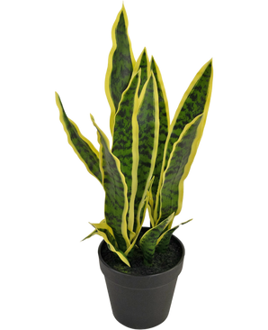 Plante artificielle Sansevieria Laurentii 44 cm dans un pot ornemental