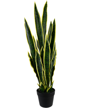 Plante artificielle Sansevieria Laurentii 92 cm dans un pot ornemental