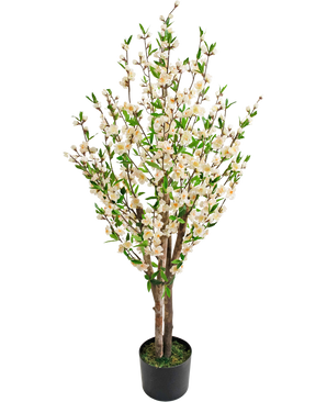 Plante artificielle de fleurs de cerisier 120 cm crème