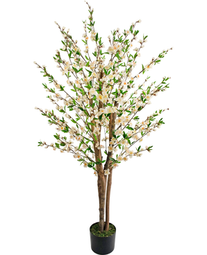 Plante artificielle de fleurs de cerisier 150 cm crème