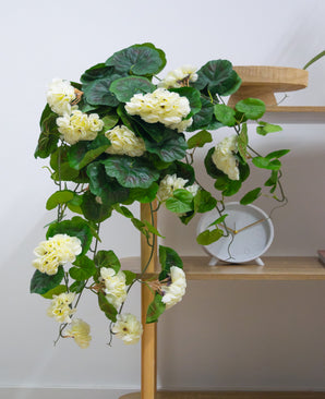 Plante artificielle tombante géranium 75 cm blanc