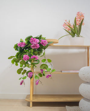 Plante artificielle tombante géranium 75 cm violet