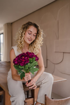Bouquet artificiel Pivoine Aubergine 39 cm