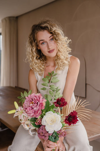 Bouquet artificiel Silk Coral Blush 63 cm