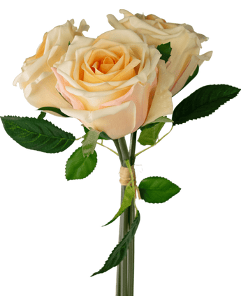 Bouquet de roses artificielles Real Touch Champagne 30cm