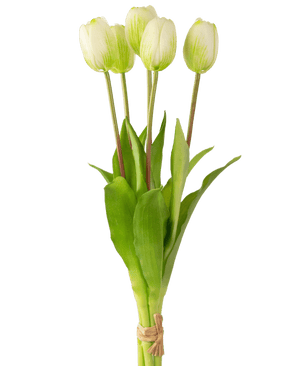 Bouquet de tulipes artificielles Real Touch Vert/Blanc 40 cm