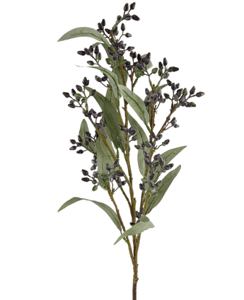 Branche artificielle Eucalyptus berry bleu acier 78 cm