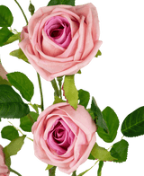 Branche de rose artificielle double Real Touch rose 80 cm