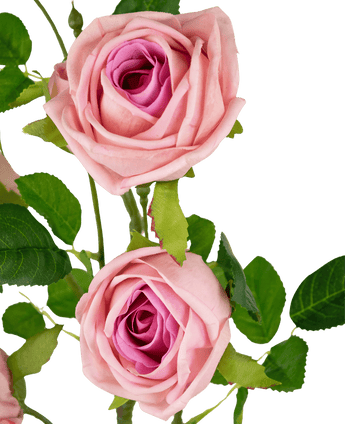 Branche de rose artificielle double Real Touch rose 80 cm