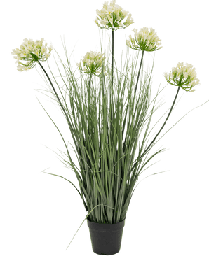 Gazon artificiel blanc Agapanthus onion grass pot 90cm ignifugé