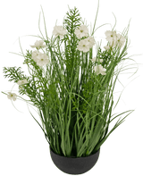 Herbe artificielle blanche Gesang Flower onion grass pot 56cm ignifugée