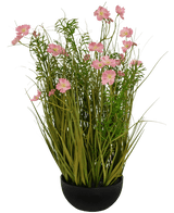 Herbe artificielle rose Gesang Flower onion grass pot 56 cm ignifugée
