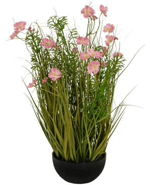 Herbe artificielle rose Gesang Flower onion grass pot 56 cm ignifugée
