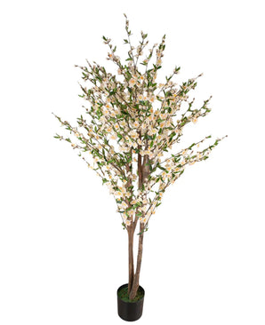 Plante artificielle de fleurs de cerisier 180 cm crème