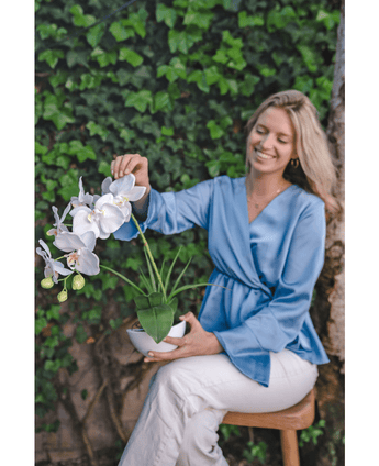 Orchidée artificielle 50 cm blanche en pot