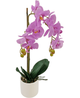 Orchidée artificielle 52 cm lilas dans un pot blanc