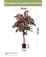 Plante artificielle Ficus vert/rouge 150 cm