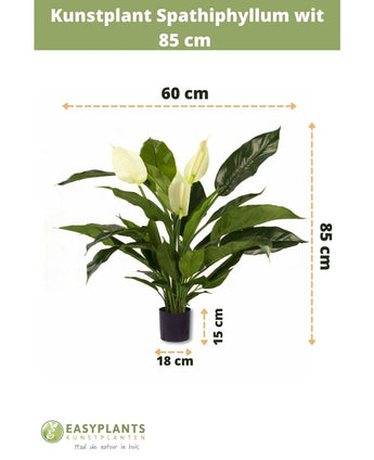 Plante artificielle Spathiphyllum blanc 85 cm