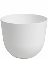 De Plantenbak Havanna Ø40cm x H33cm is een effen, witte, ronde bloempot met gladde oppervlakken en zonder zichtbare patronen, getoond vanuit een lichte hoek tegen een witte achtergrond.