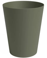 De Plantenbak Porto Ø40cm x H50cm is een olijfgroene, cilindervormige plantenbak met een licht taps toelopende vorm en glad oppervlak, afgebeeld tegen een witte achtergrond.