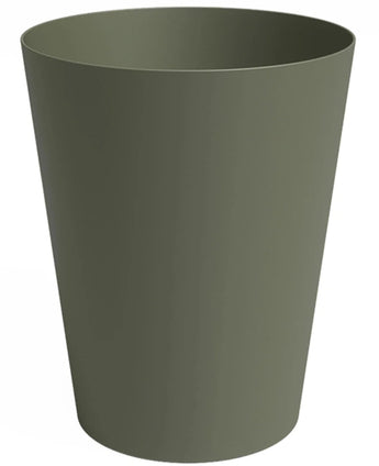 De Plantenbak Porto Ø40cm x H50cm is een olijfgroene, cilindervormige plantenbak met een licht taps toelopende vorm en glad oppervlak, afgebeeld tegen een witte achtergrond.