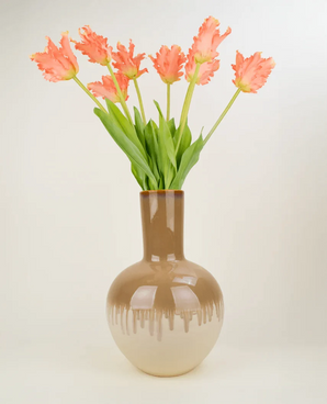 Bouquet de fleurs artificielles en soie, perruche française, tulipe, corail