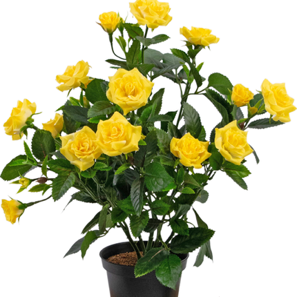 Plante artificielle Mini Rose 35 cm jaune