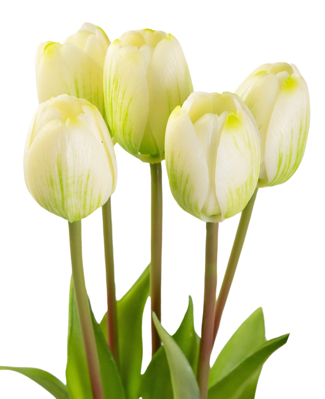 Bouquet de tulipes artificielles Real Touch Vert/Blanc 40 cm