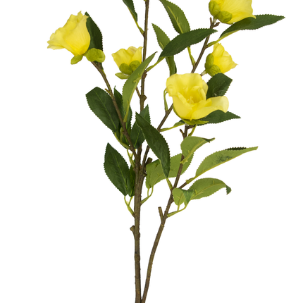 Fleur artificielle Cammellia 80 cm jaune