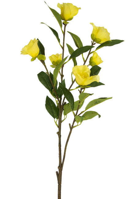 Fleur artificielle Cammellia 80 cm jaune