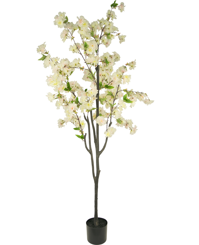Fleur de cerisier artificielle 180 cm blanche