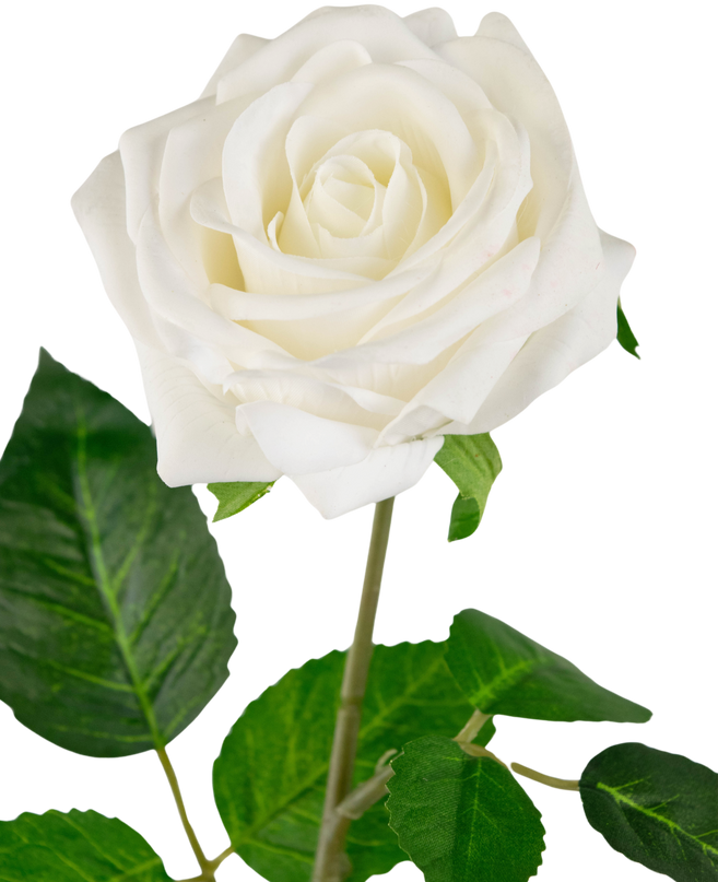 Rose artificielle "Emine" Real Touch Blanc 43cm