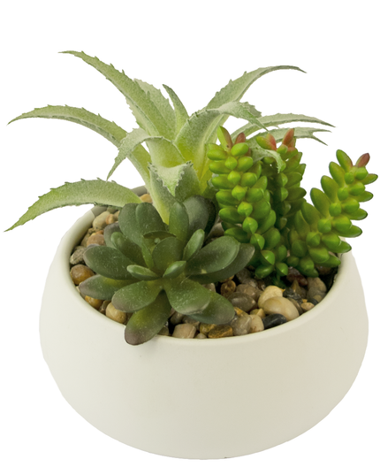 Succulentes artificielles de jardin 13 cm en pot décoratif