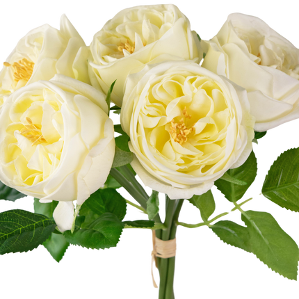 Bouquet de roses artificielles "Carmen" Real Touch blanc crème 36 cm