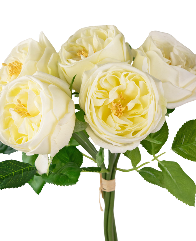 Bouquet de roses artificielles "Carmen" Real Touch blanc crème 36 cm