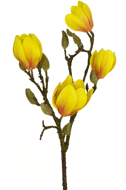 Fleur artificielle Magnolia 50 cm jaune/orange