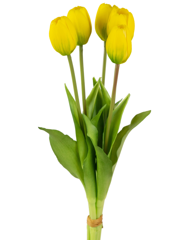 Bouquet de tulipes artificielles Real Touch jaune 40 cm