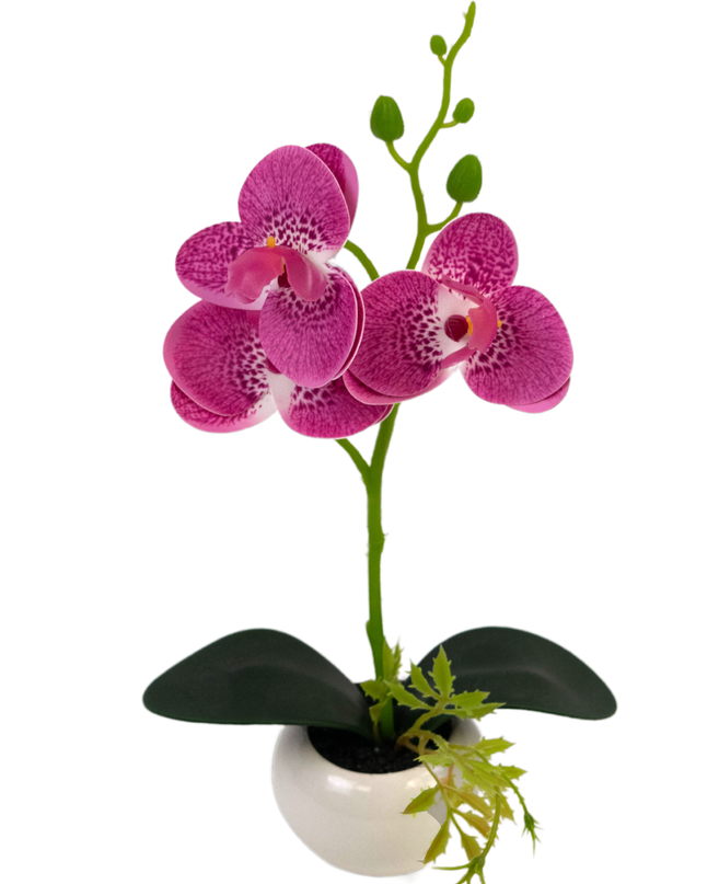 Orchidée artificielle 28 cm rose dans un pot