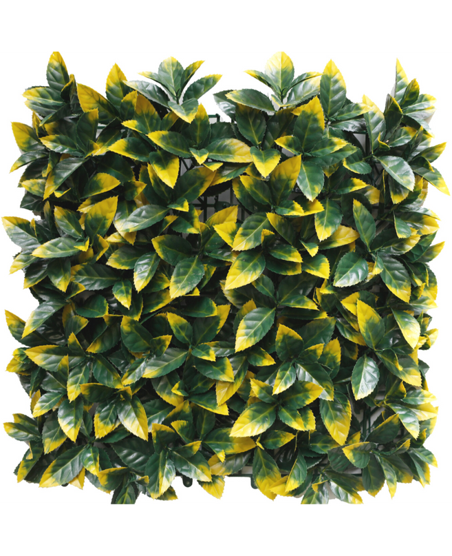Mur végétal artificiel Photonia jaune 50x50 cm UV