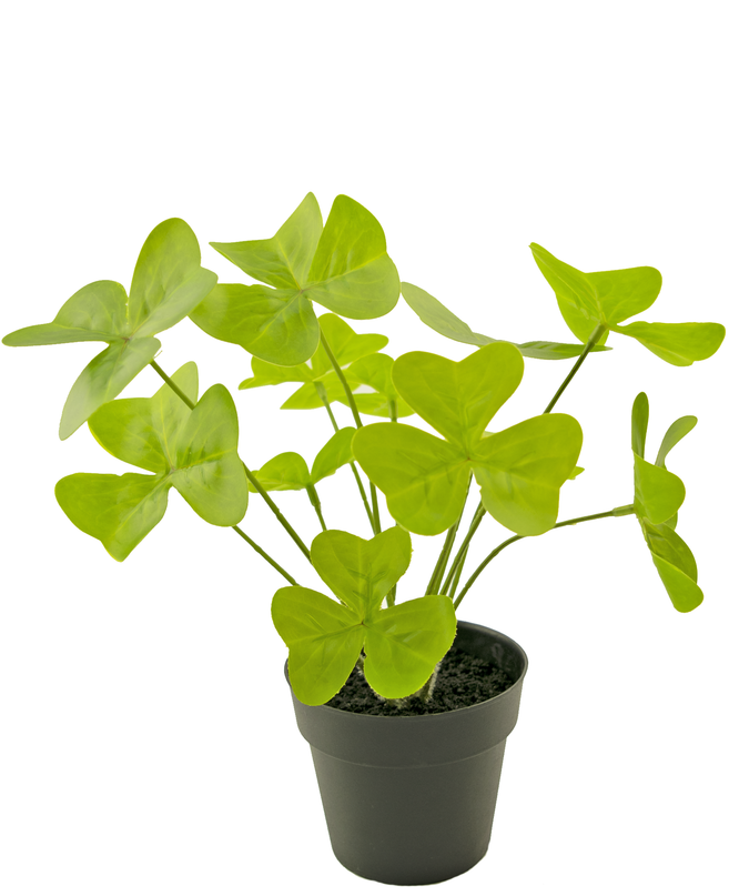 Plante artificielle Trèfle 30 cm dans un pot ornemental noir