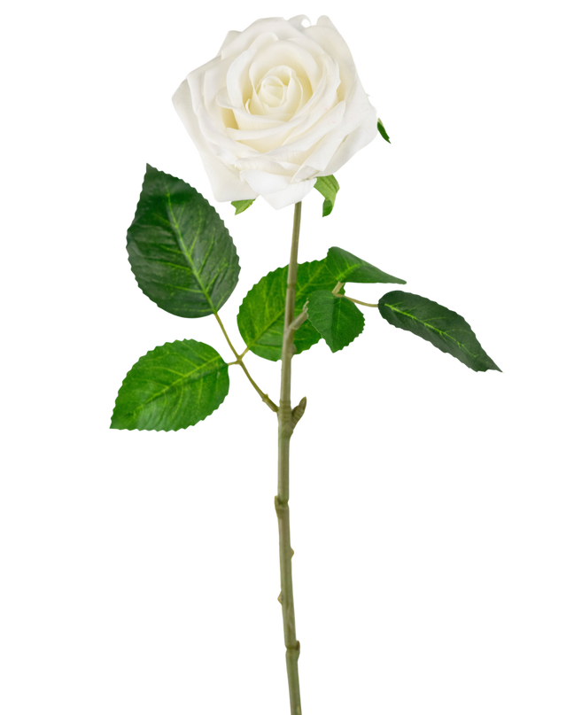 Rose artificielle "Emine" Real Touch Blanc 43cm