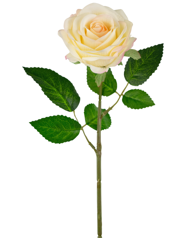 Rose artificielle "Emine" Real Touch jaune/crème 43cm