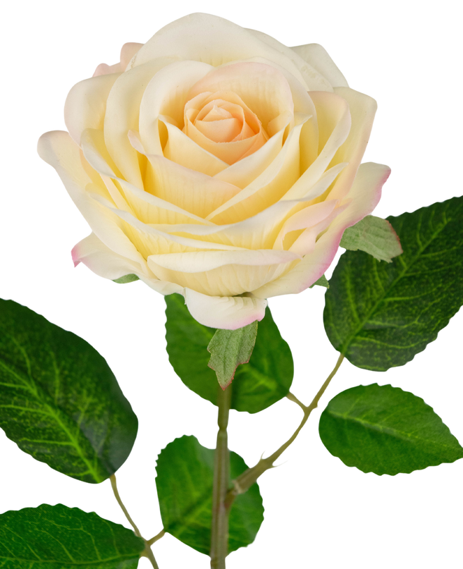 Rose artificielle "Emine" Real Touch jaune/crème 43cm