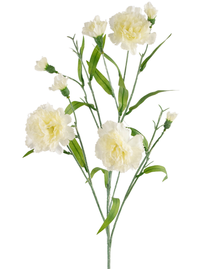 Fleur artificielle grappe d'œillets 70 cm blanc