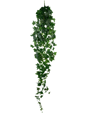 De Kunst Klimop 180 cm groen is een lange, slingerende kunstklimop met dichte groene bladeren, verticaal hangend tegen een witte achtergrond.